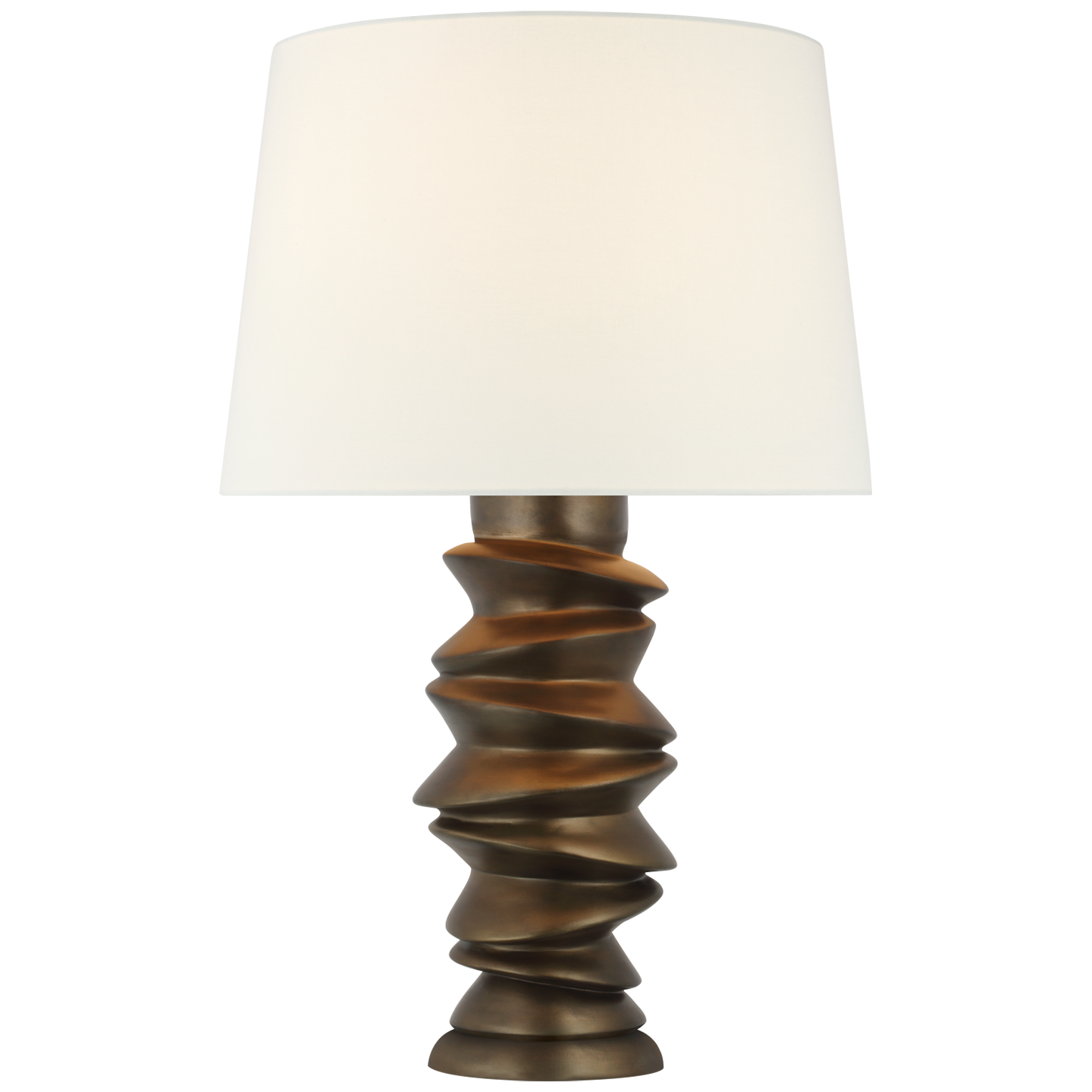 Karissa Medium Table Lamp in Antique Bronze Leaf with Linen Shade Open Box