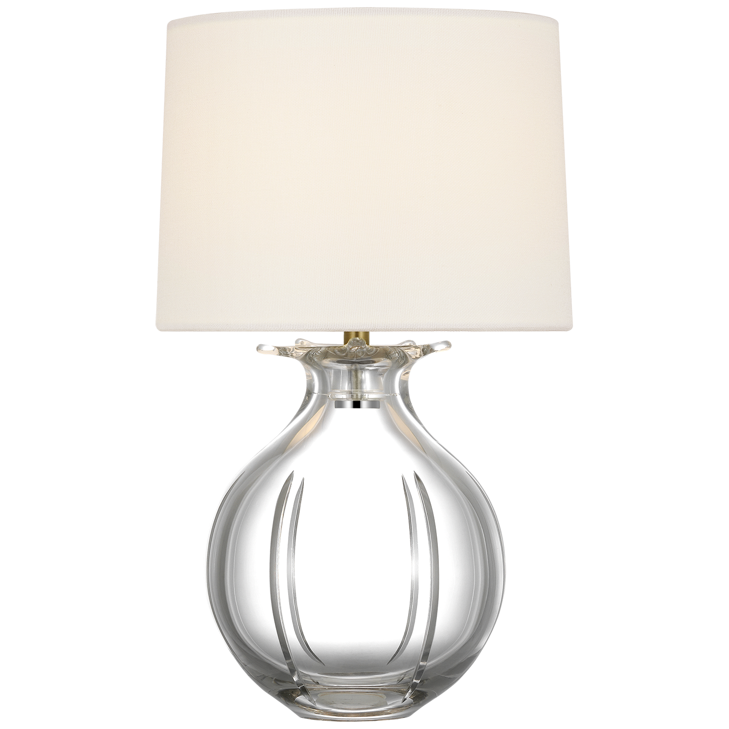 Mona 13" Cordless Accent Lamp in Clear Glass with Linen Shade