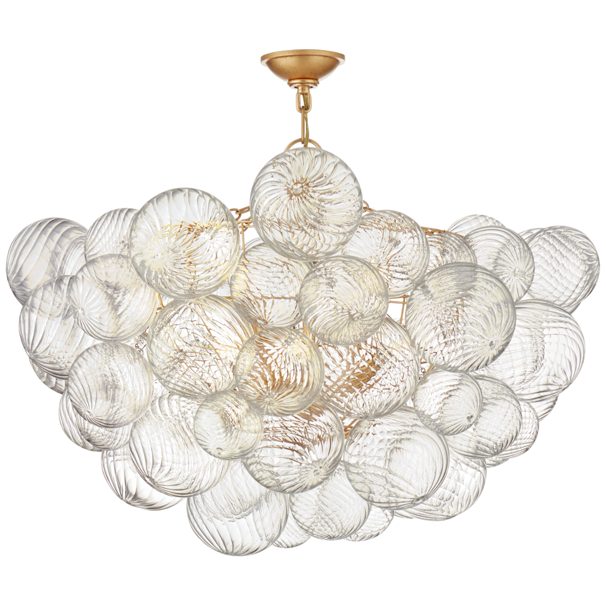 Talia 33" Semi-Flush Mount in Gild and Clear Swirled Glass