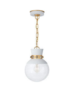 Lucia Small Pendant in Matte White and Gild with Clear Glass