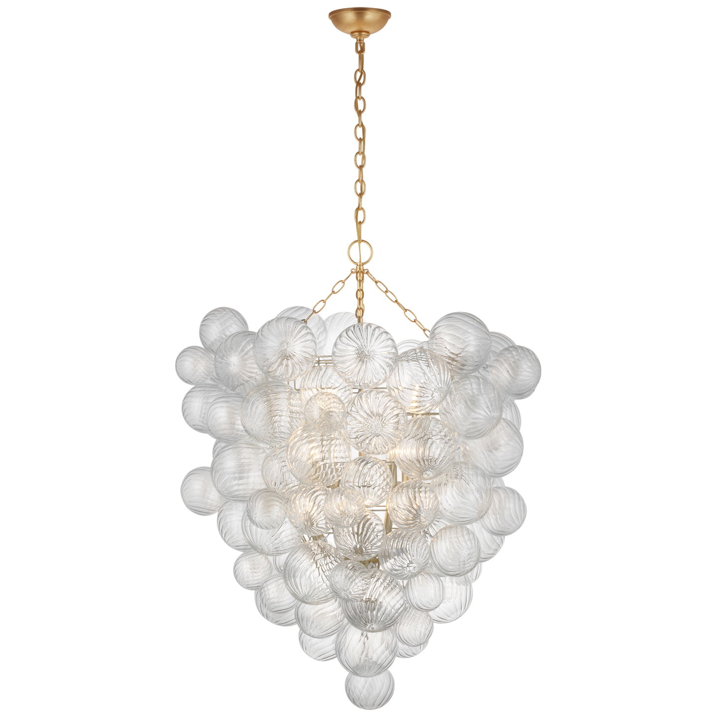 Talia Grande Entry Chandelier in Gild with Clear Swirled Glass