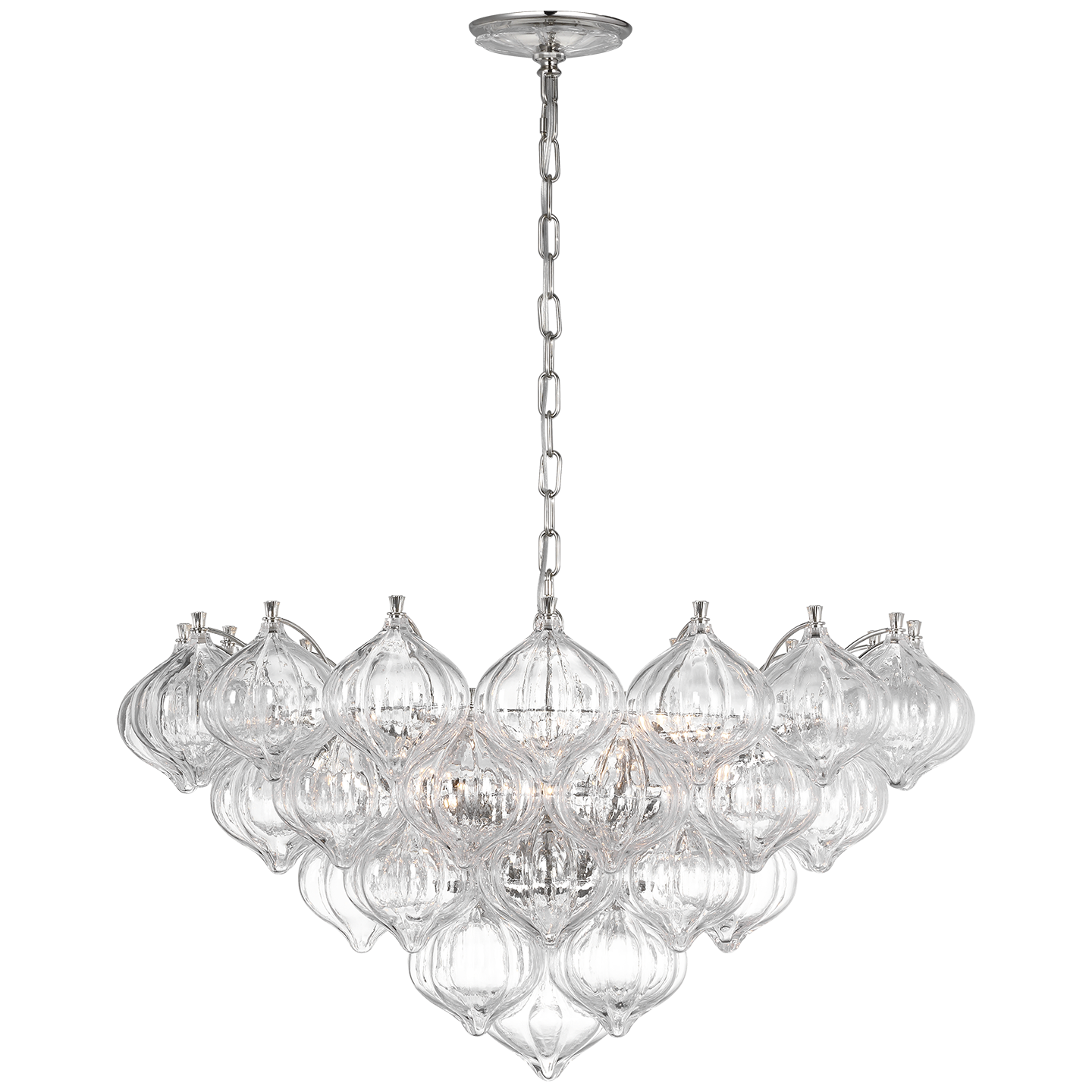 Caselli 36" Basket Chandelier in Polished Nickel with Clear Glass