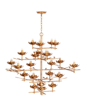 Clementine 48" Tiered Entry Chandelier in Antique Gold Leaf