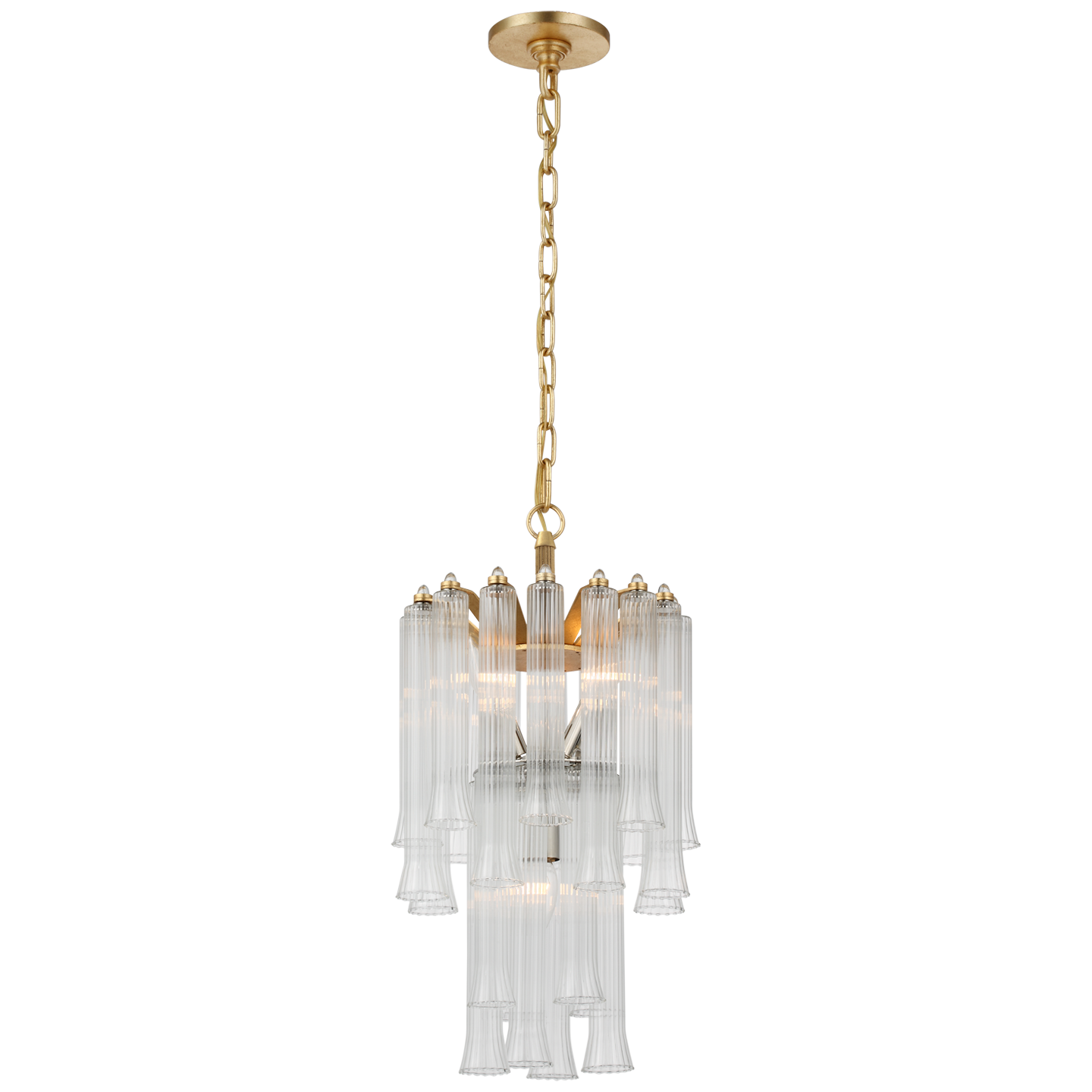 Lorelei Petite Waterfall Chandelier in Gild with Clear Glass