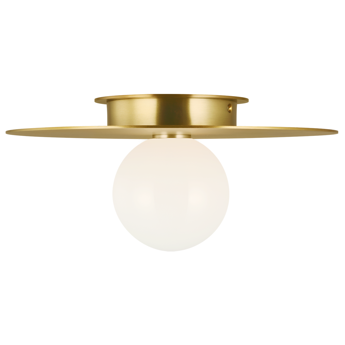 Nodes Medium Flush Mount in Burnished Brass with White Glass