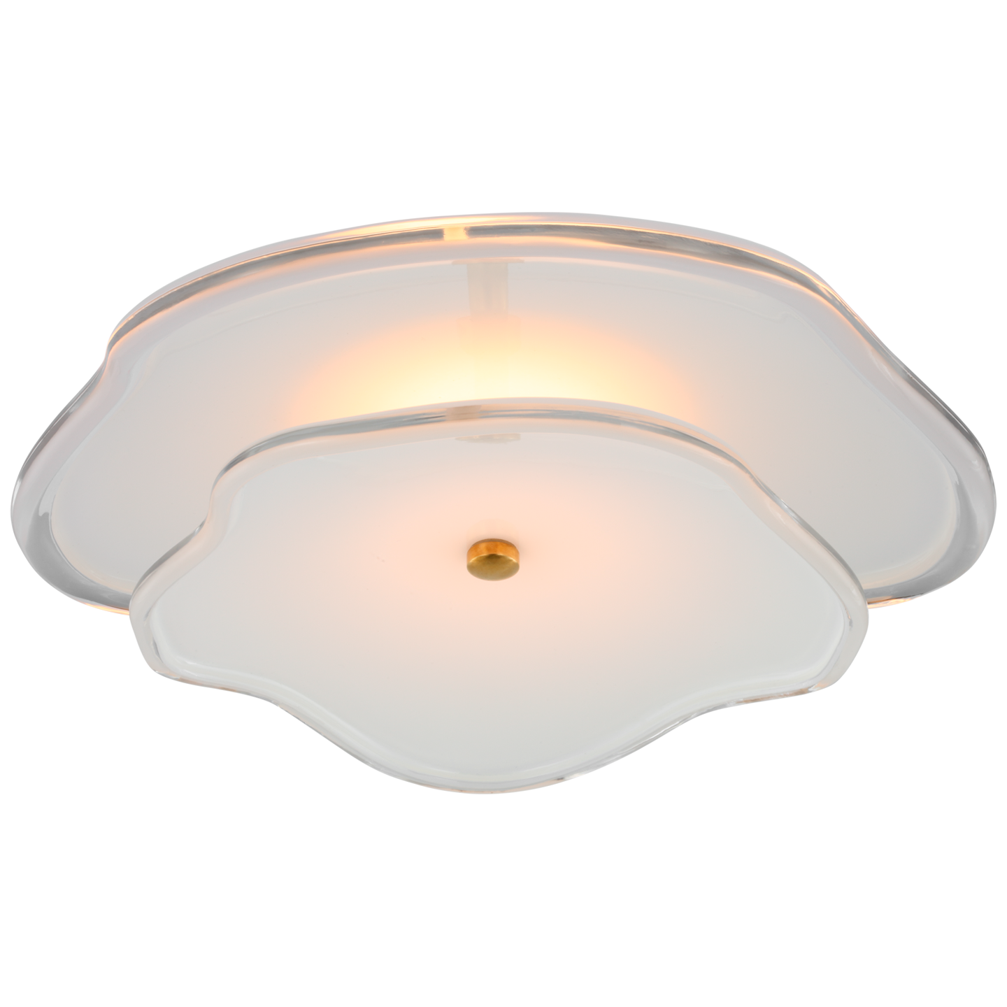Leighton 14" Layered Flush Mount in Soft Brass with Cream Tinted Glass