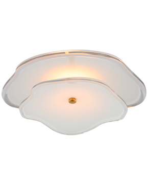 Leighton 14" Layered Flush Mount in Soft Brass with Cream Tinted Glass 