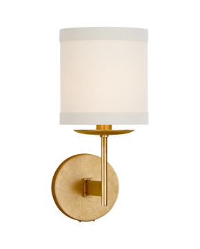 Walker Small Sconce in Gild with Cream Linen Shade