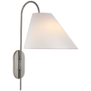 Kinsley Large Articulating Wall Light in Polished Nickel with Linen Shade
