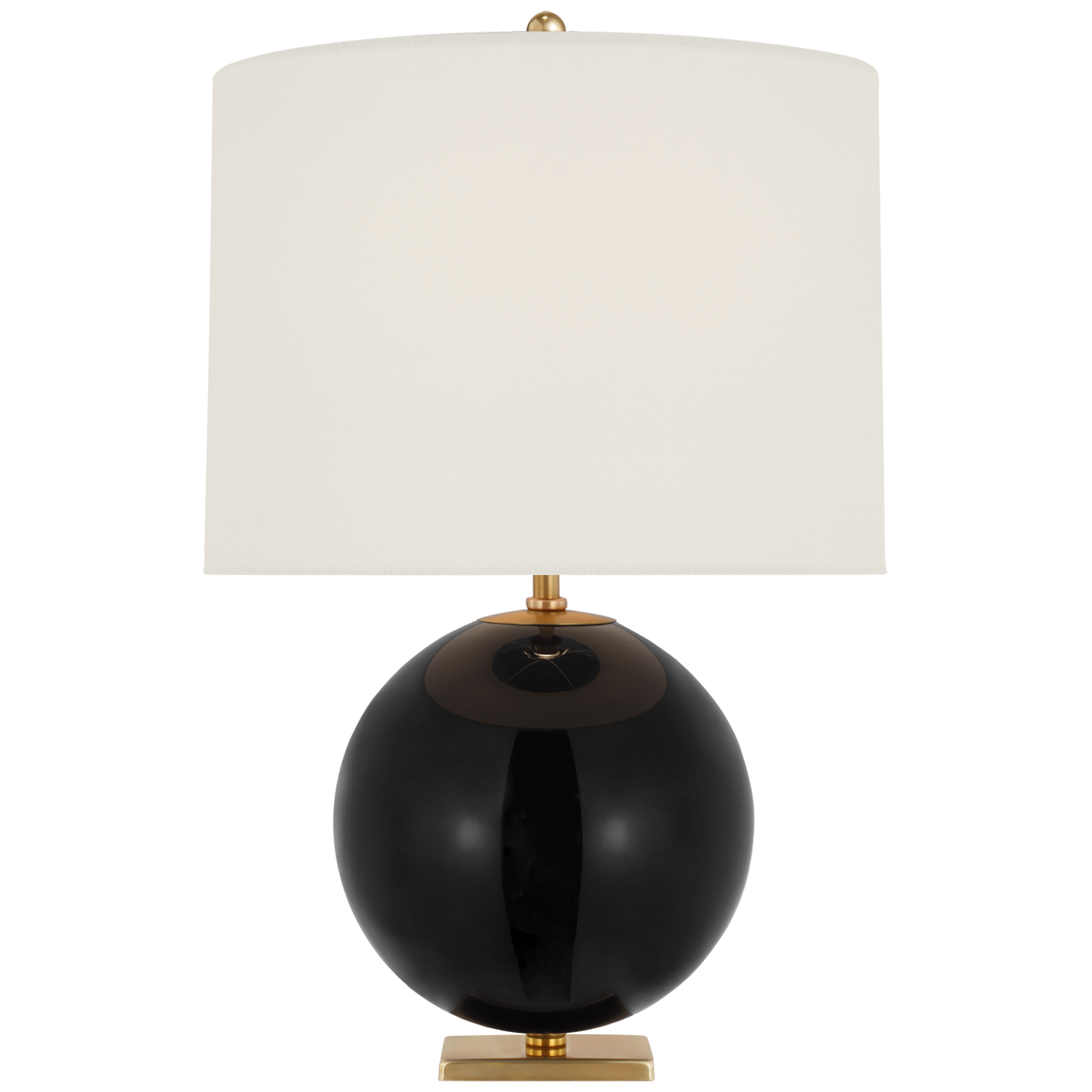 Elsie Table Lamp in Black Reverse Painted Glass with Linen Shade Open Box