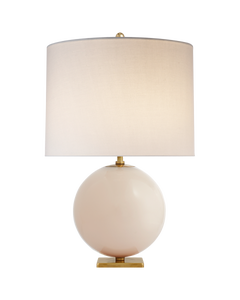 Elsie Table Lamp in Blush Painted Glass with Cream Linen Shade