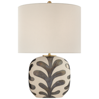 Parkwood Medium Table Lamp in Natural Bisque and Black Pearl with Linen Shade