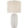 Carmilla Medium Table Lamp in Matte White with Linen Shade