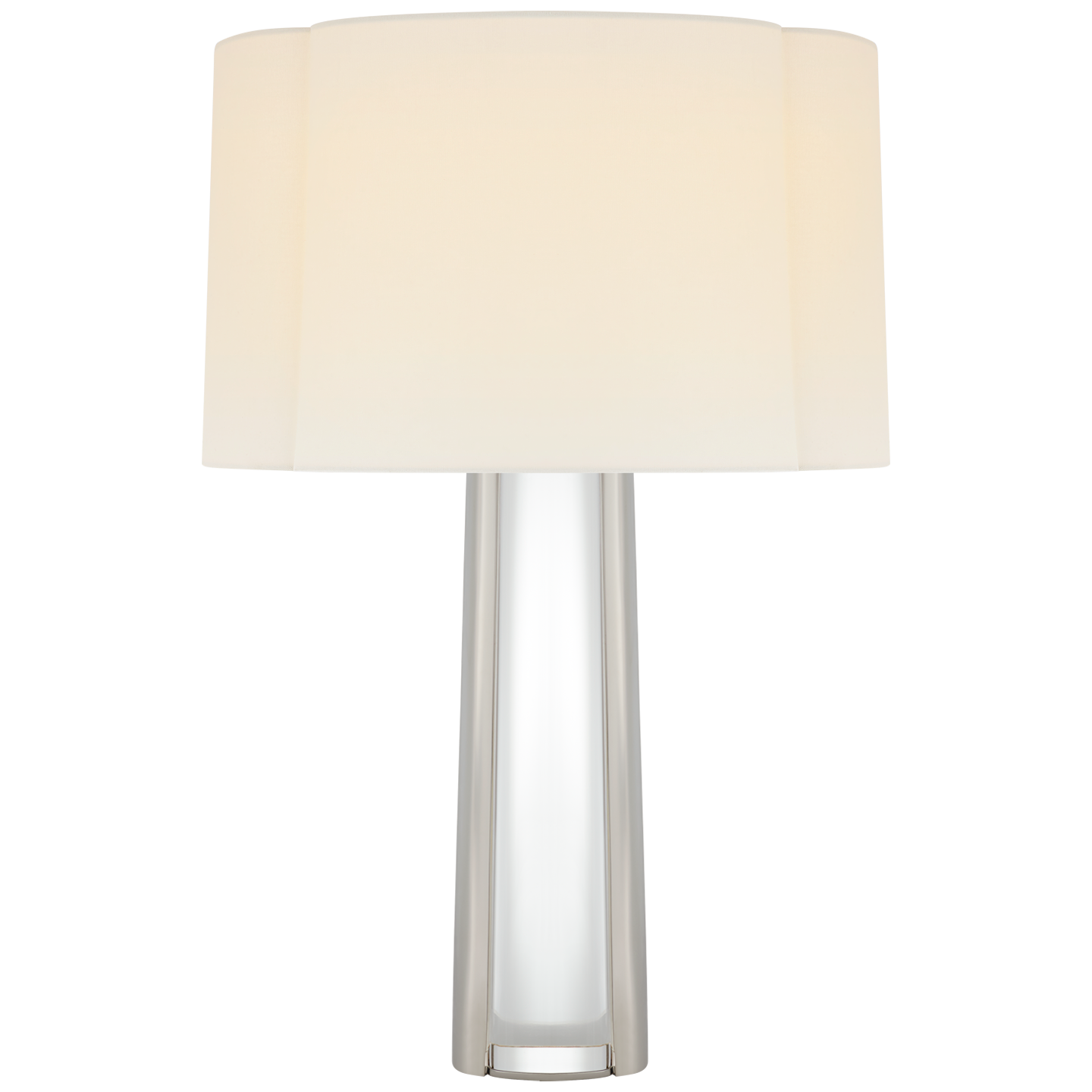 Thoreau Medium Table Lamp in Crystal and Polished Nickel with Linen Shade