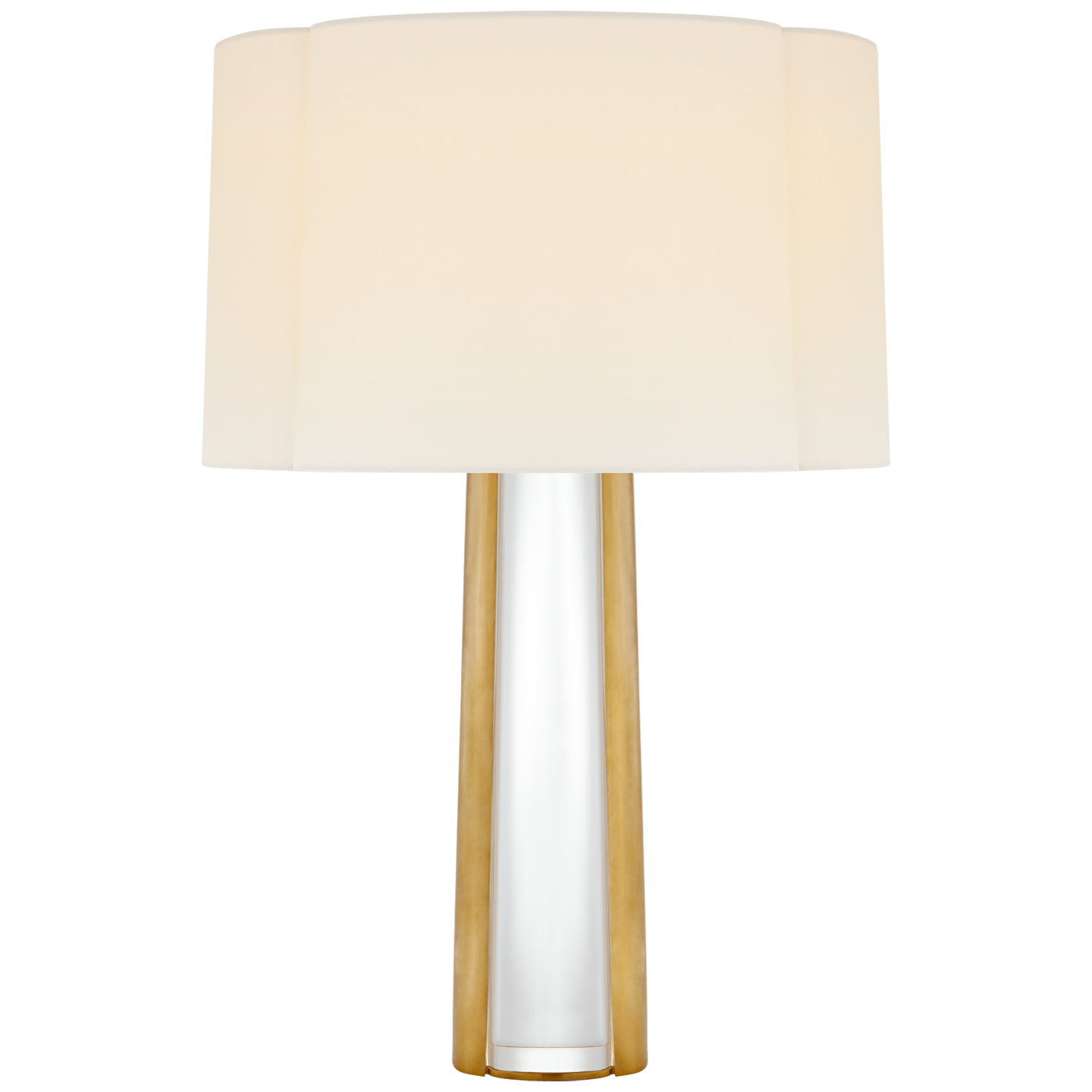 Thoreau Medium Table Lamp in Crystal and Soft Brass with Linen Shade