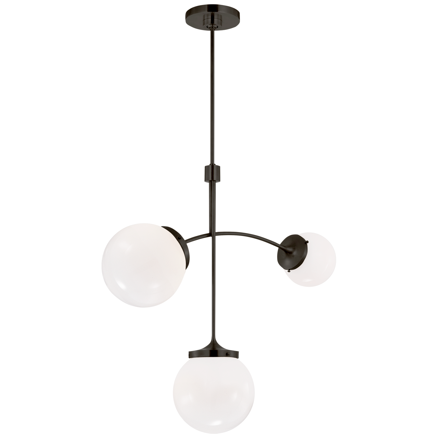 Prescott Small Chandelier in Bronze with White Glass Open Box