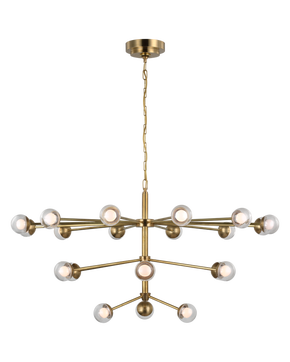 Alloway Large Chandelier in Soft Brass with Clear Glass