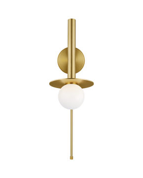 Nodes Pivot Sconce in Burnished Brass with White Glass