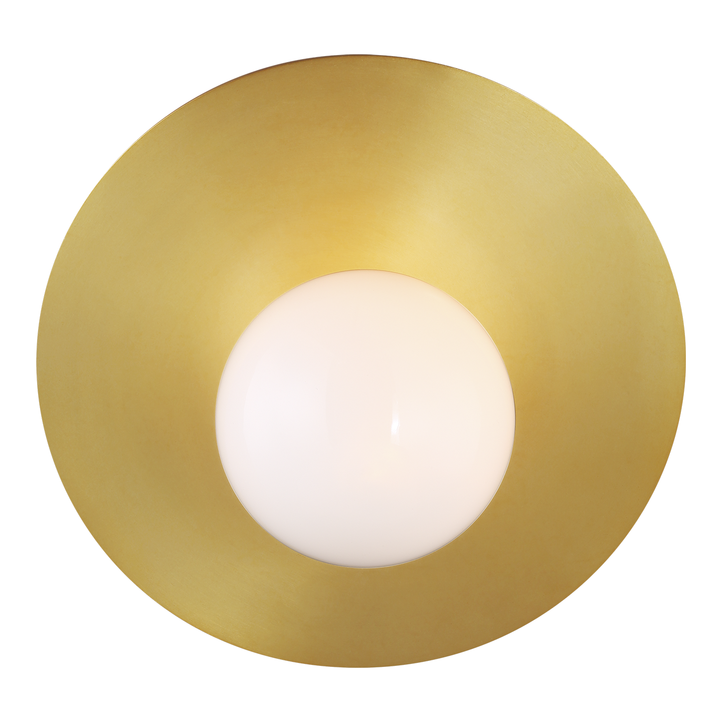 Nodes Large Angled Sconce in Burnished Brass with White Glass