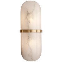 Melange Pill Form Sconce in Antique-Burnished Brass with Alabaster
