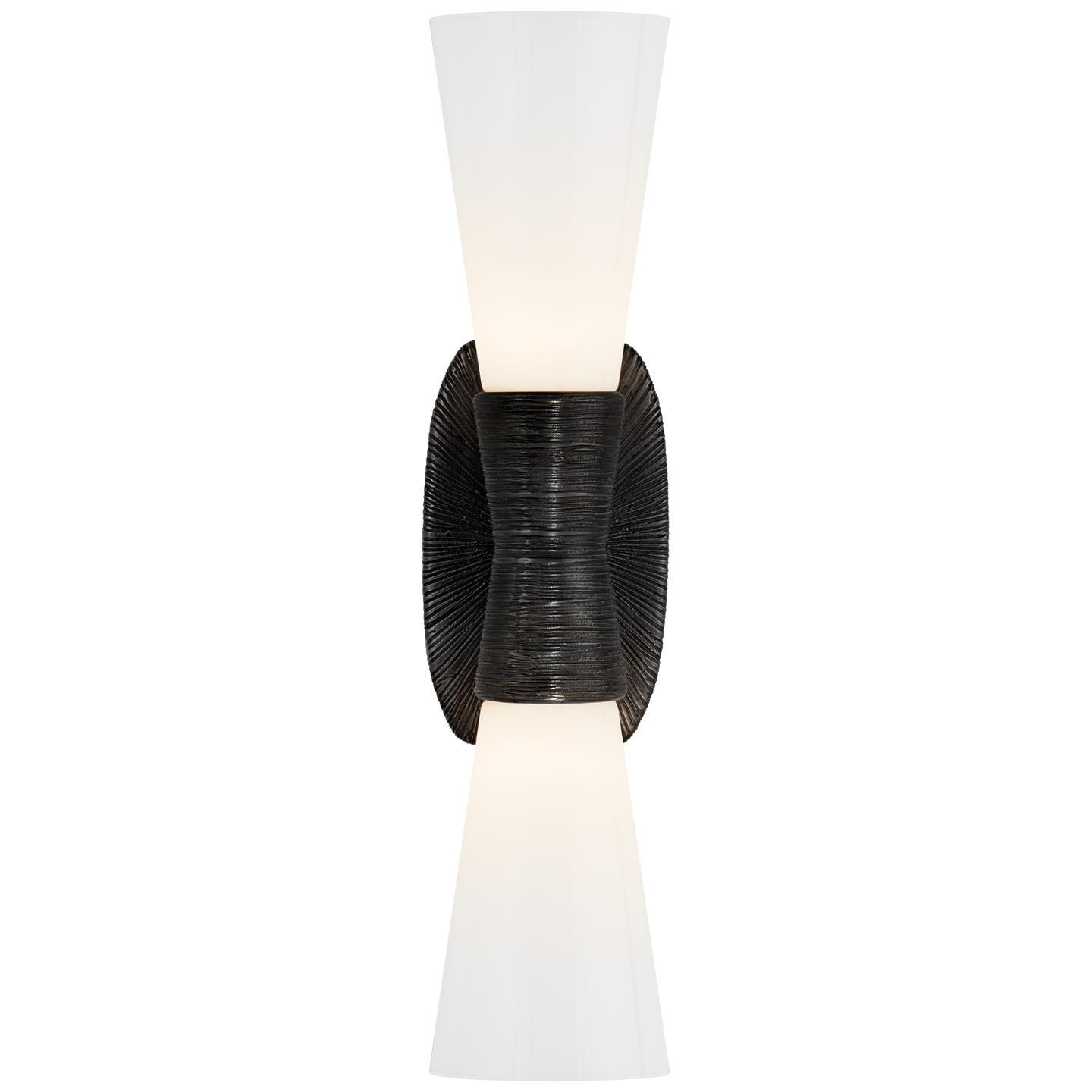 Utopia Small Double Bath Sconce in Aged Iron with White Glass