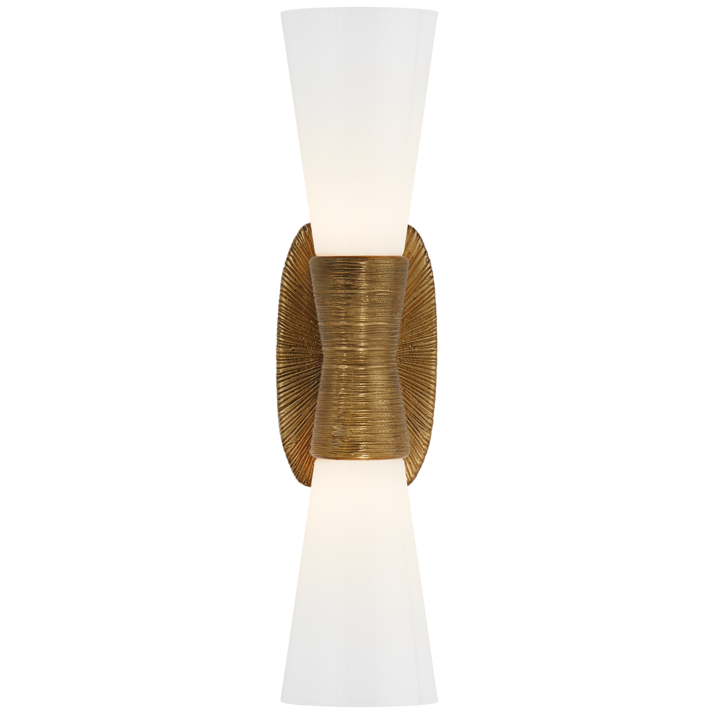 Utopia Small Double Bath Sconce in Gild with White Glass