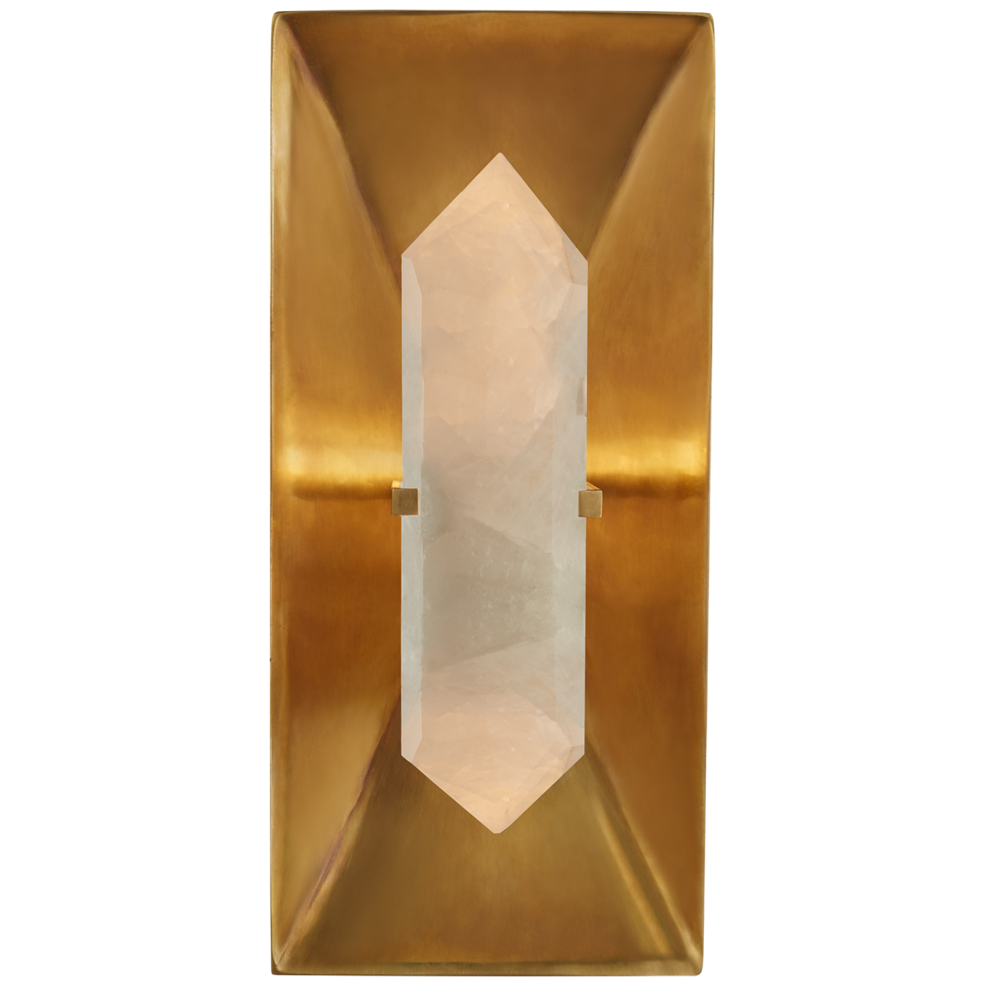 Halcyon Rectangle Sconce in Antique-Burnished Brass and Quartz
