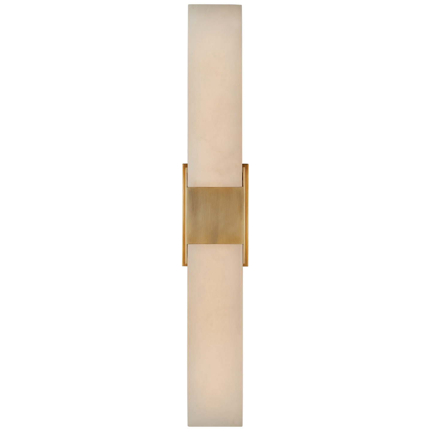 Covet Double Box Sconce in Antique-Burnished Brass with Alabaster