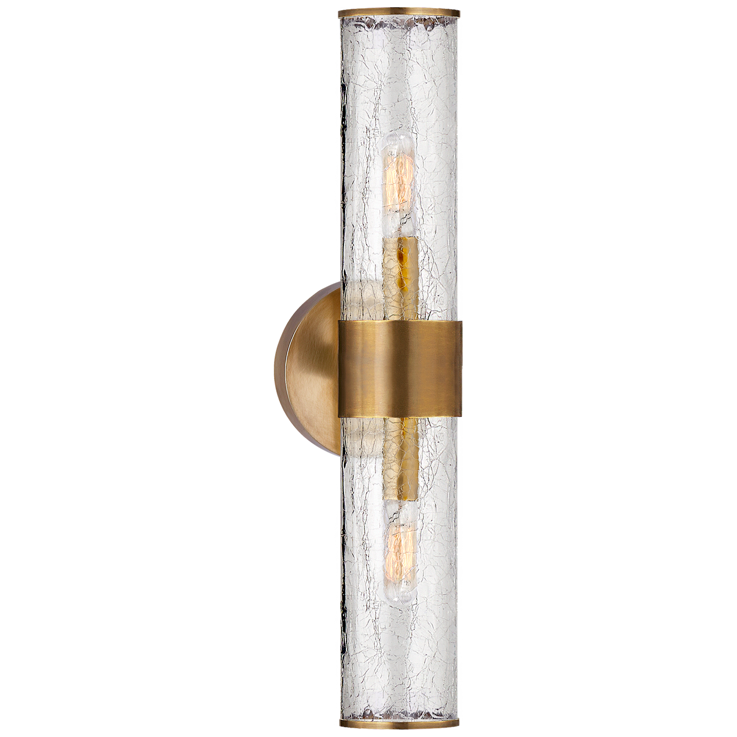 Liaison Medium Sconce in Antique-Burnished Brass with Crackle Glass