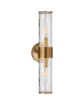 Liaison Medium Sconce in Antique-Burnished Brass with Crackle Glass