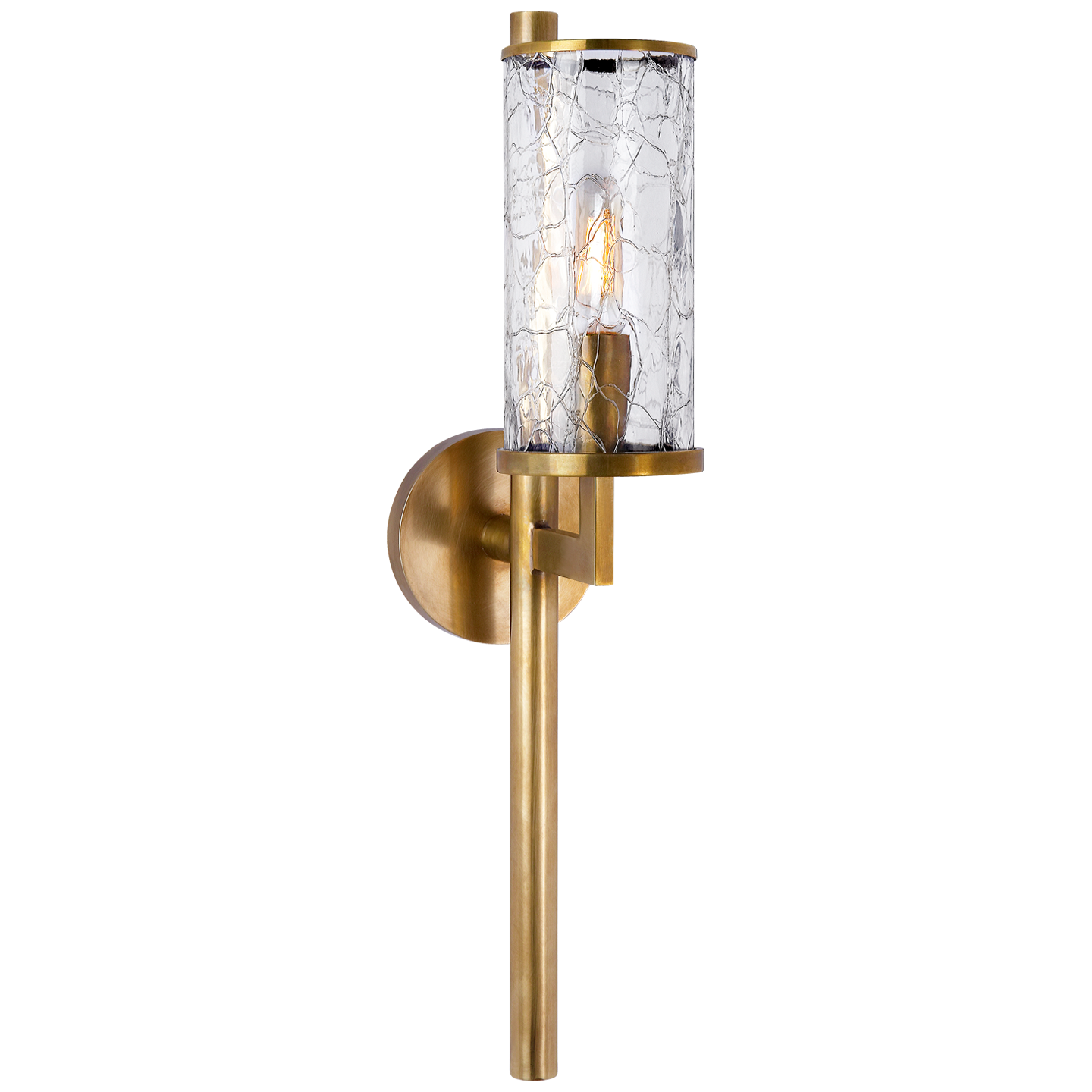 Liaison Single Sconce in Antique-Burnished Brass with Crackle Glass