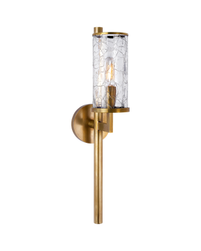Liaison Single Sconce in Antique-Burnished Brass with Crackle Glass