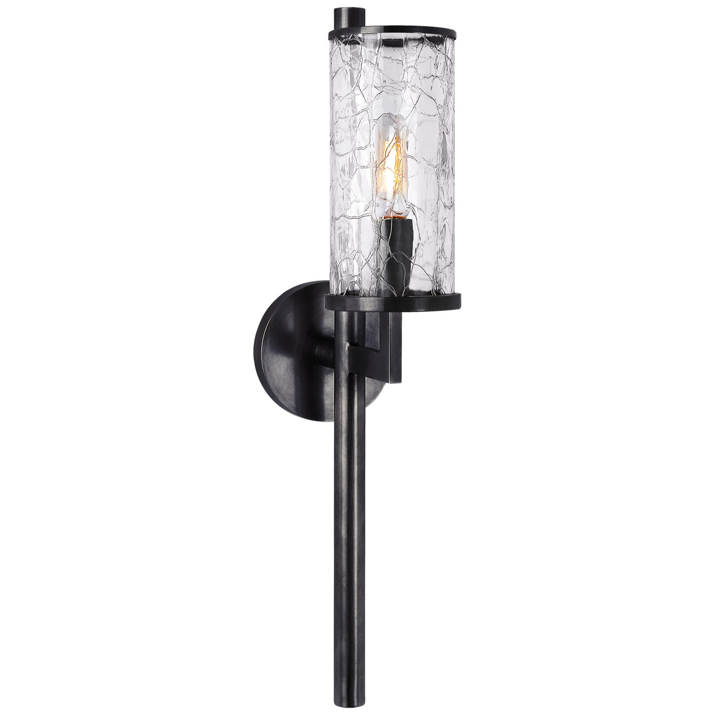 Liaison Single Sconce in Bronze with Crackle Glass