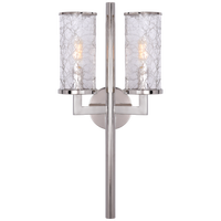 Liaison Double Sconce in Polished Nickel with Crackle Glass