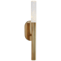 Rousseau Small Bath Sconce in Antique-Burnished Brass with Seeded Glass