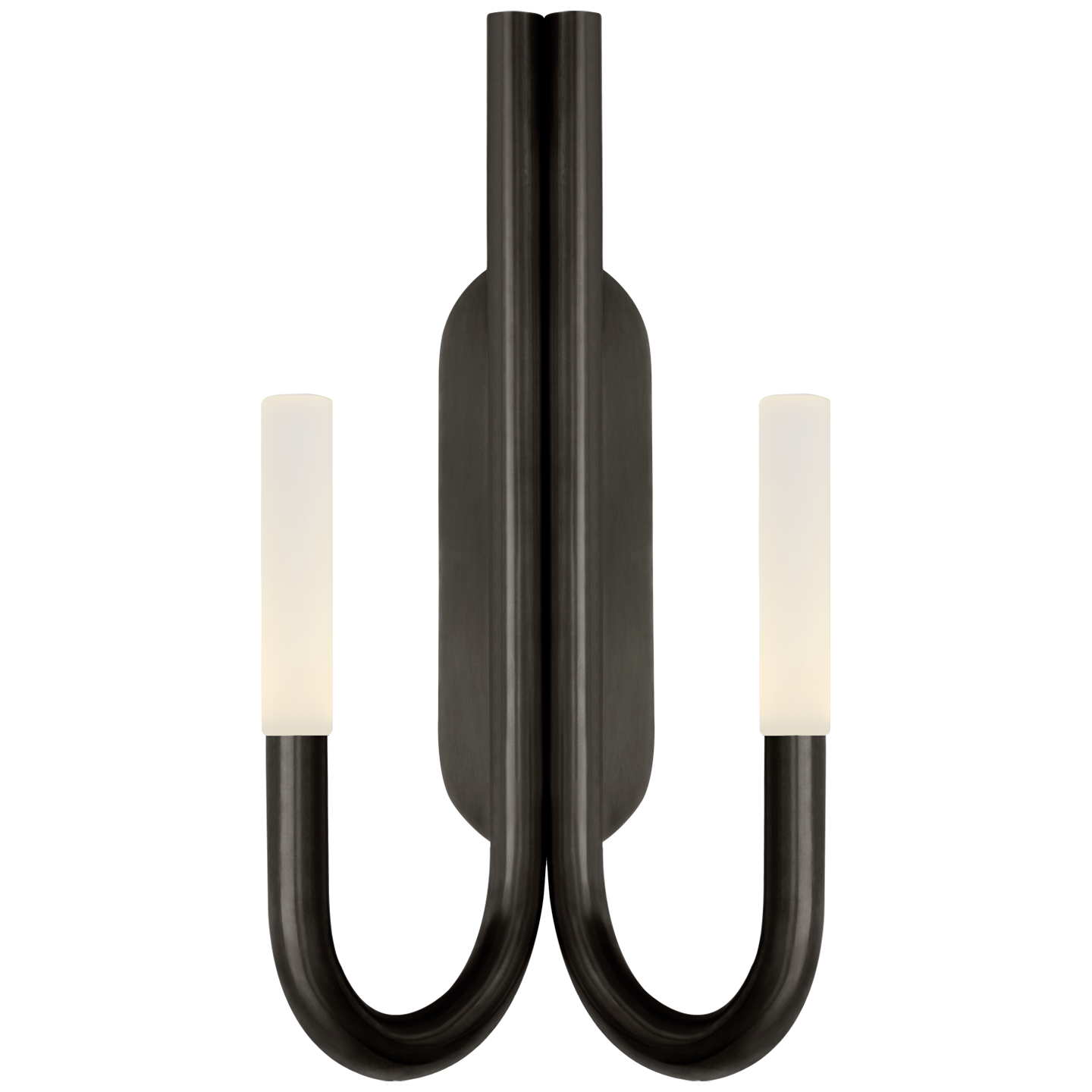 Rousseau Double Wall Sconce in Bronze with Etched Crystal