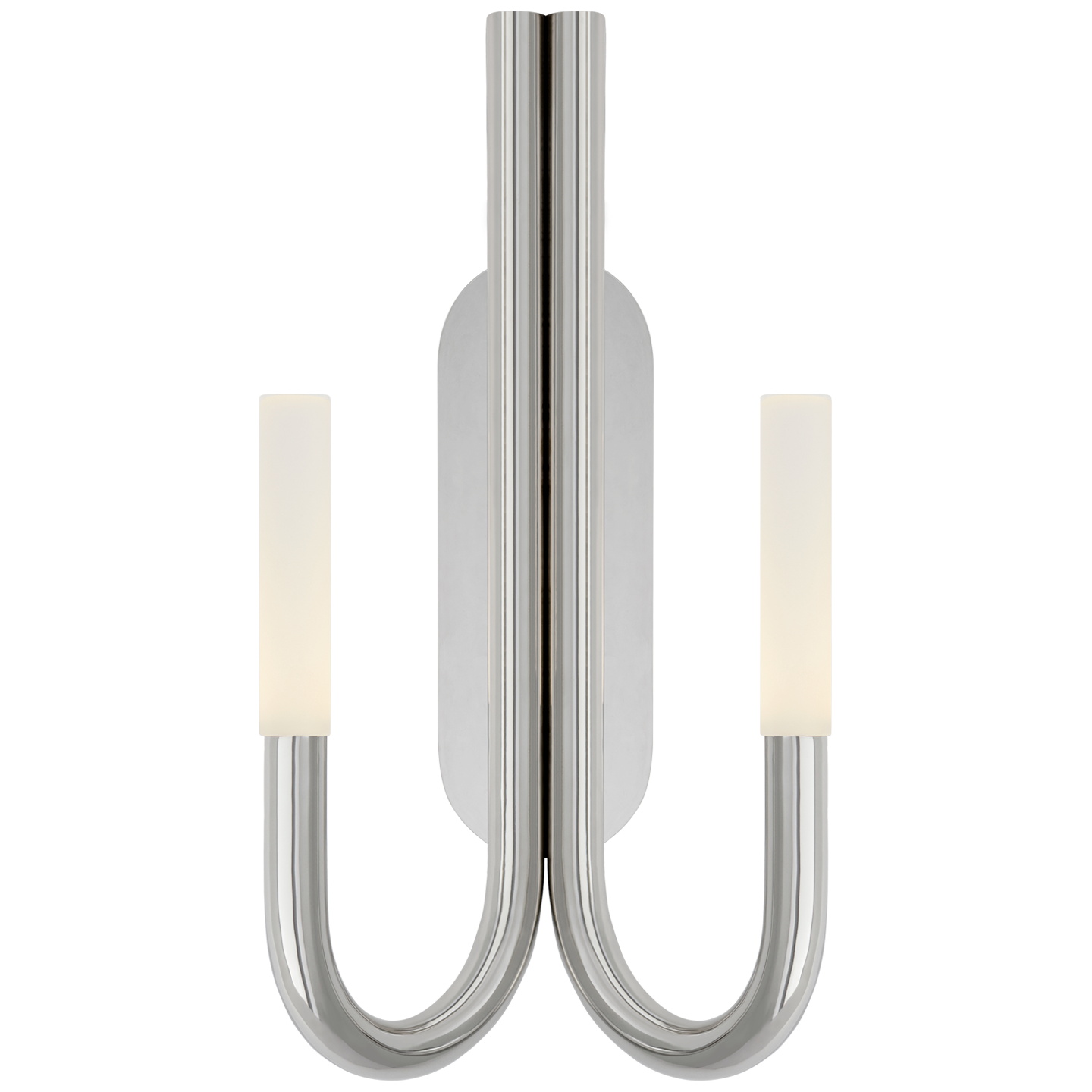 Rousseau Double Wall Sconce in Polished Nickel with Etched Crystal