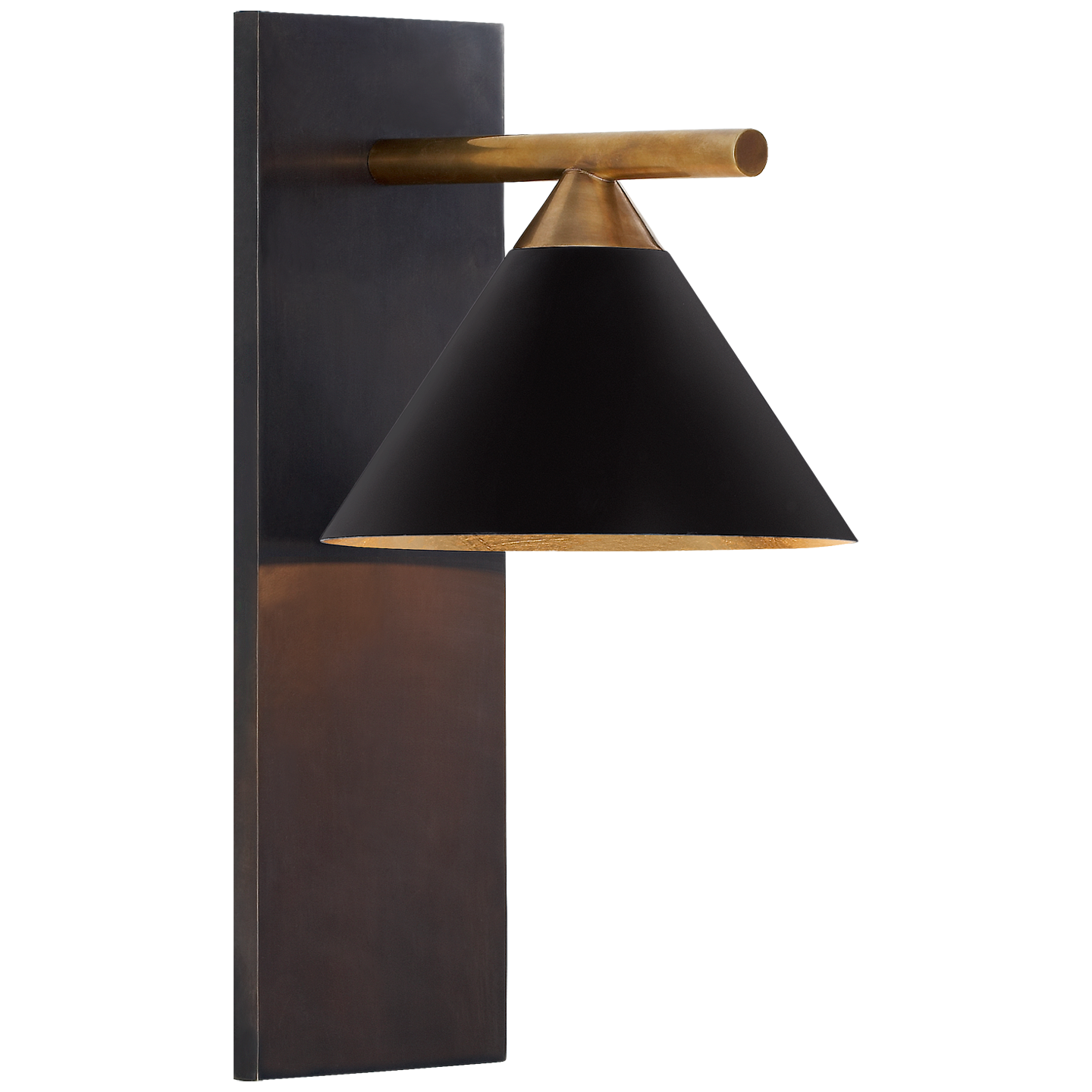 Cleo Sconce in Bronze and Antique-Burnished Brass with Black Shade