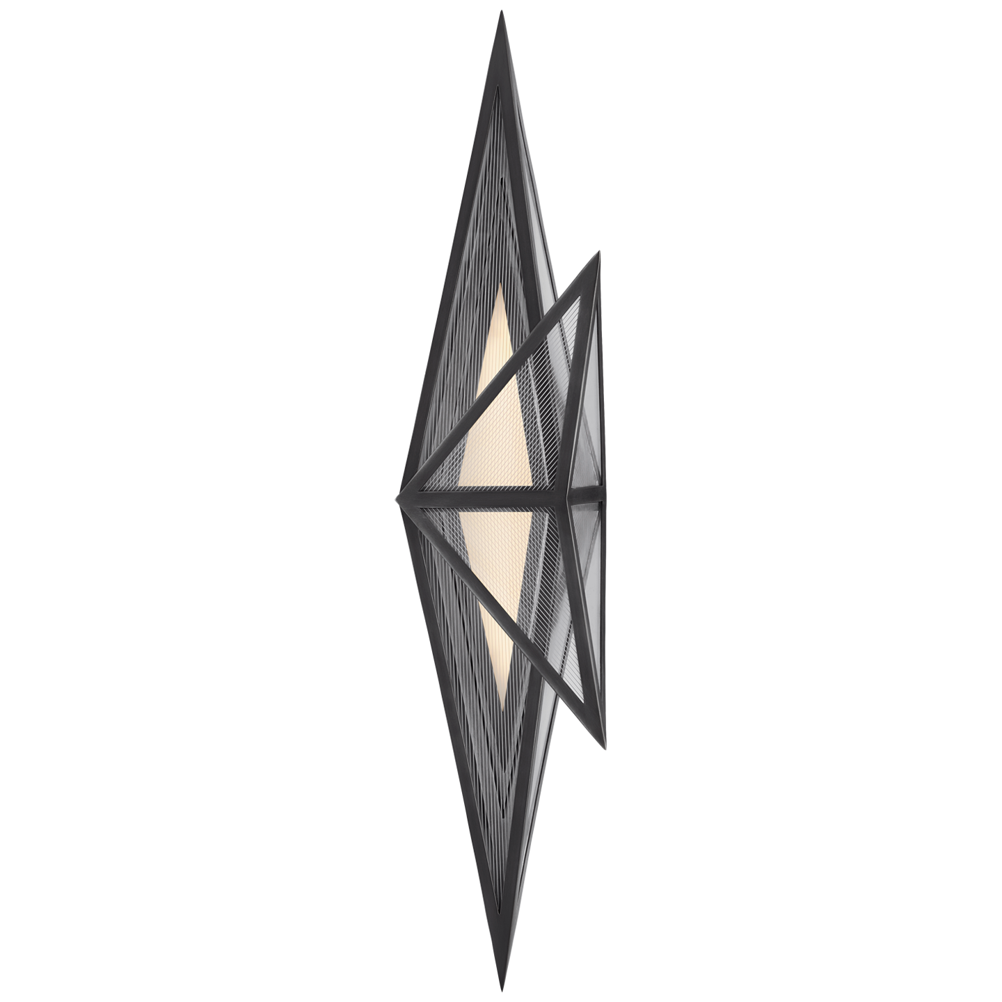 Ori Tall Sconce in Bronze with Clear Lined Glass