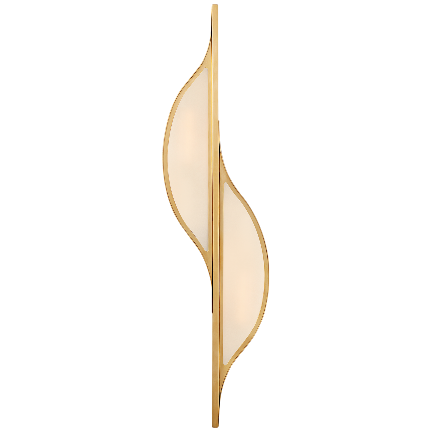 Avant Large Curved Sconce in Antique-Burnished Brass with Frosted Glass