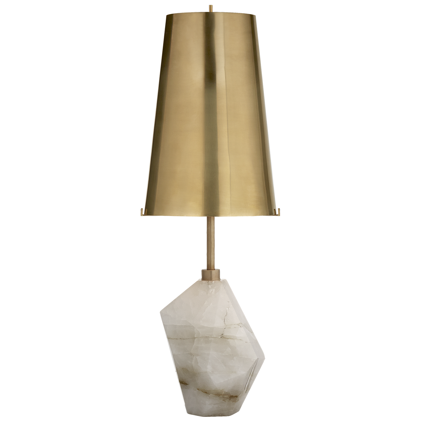 Halcyon Accent Table Lamp in Quartz with Antique Brass Shade