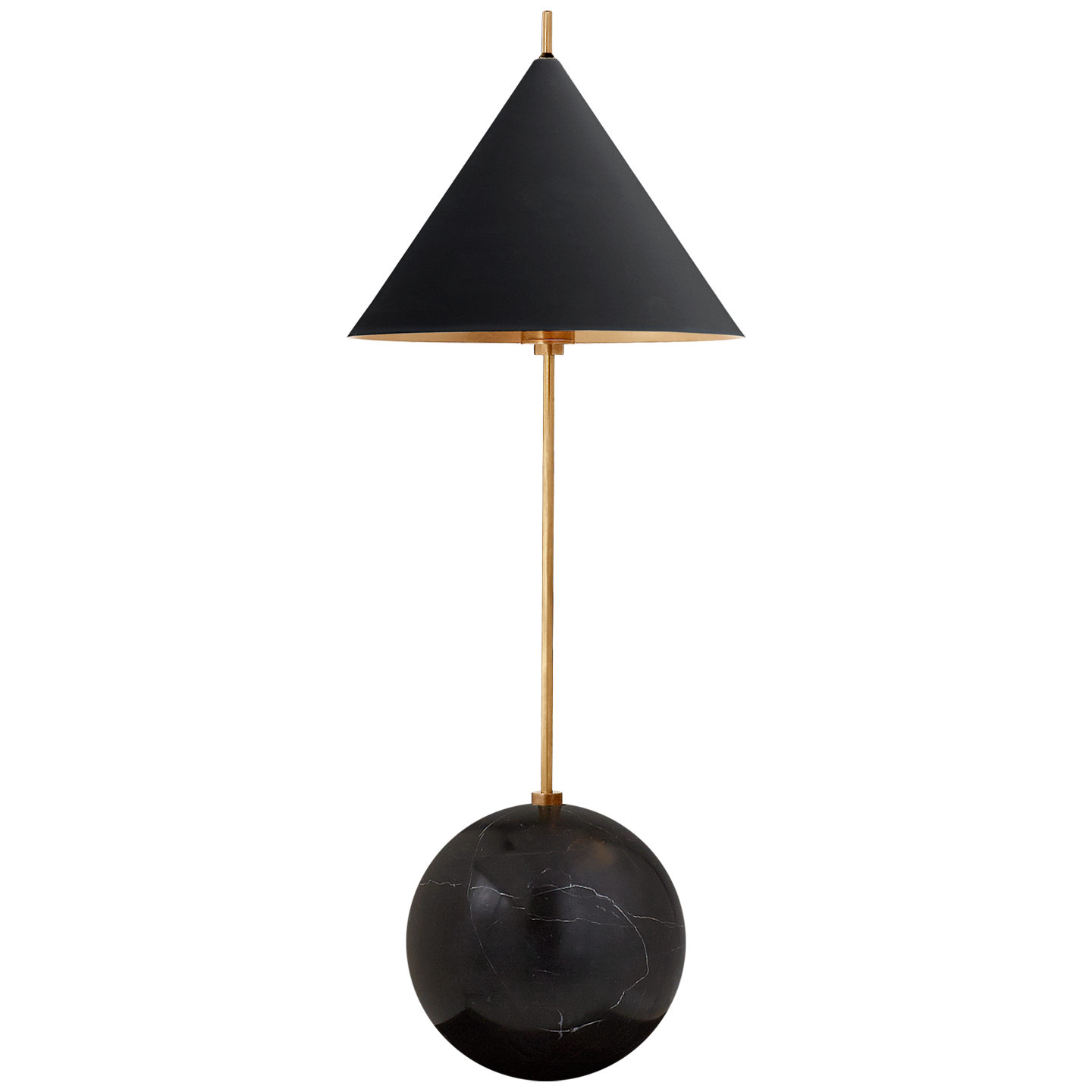 Cleo Orb Base Accent Lamp in Antique-Burnished Brass with Black Shade