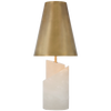 Topanga Medium Table Lamp in Alabaster with Antique-Burnished Brass Shade