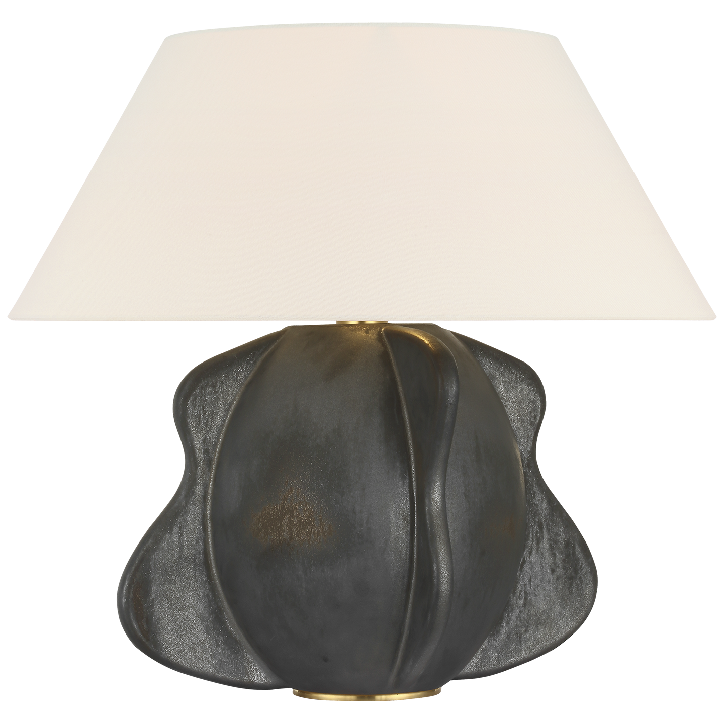 Delmar 22" Table Lamp in Stained Black Metallic with Linen Shade