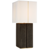 Monelle Medium Table Lamp in Stained Black Metallic with Linen Shade