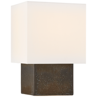 Pari Small Square Table Lamp in Stained Black Metallic with Linen Shade