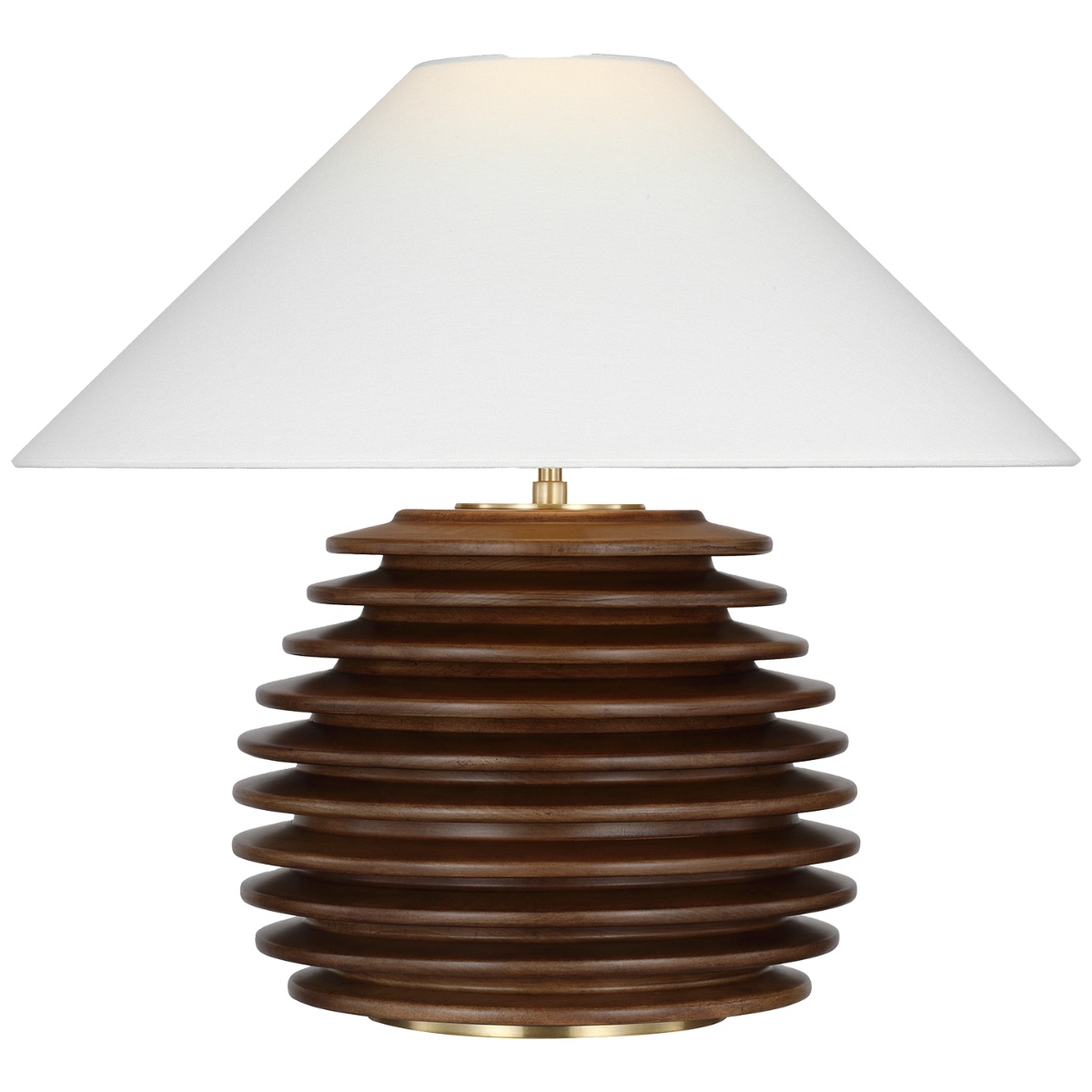 Crenelle 20" Stacked Table Lamp in Burnished Birch with Linen Shade