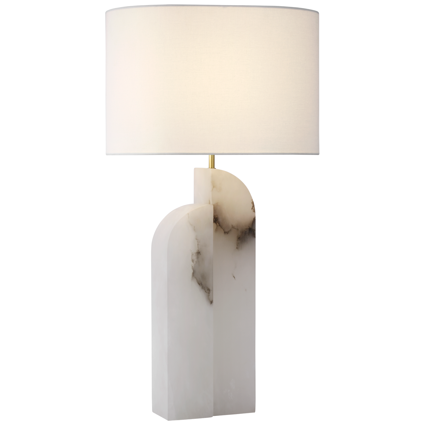 Savoye Large Left Table Lamp in Alabaster with Linen Shade