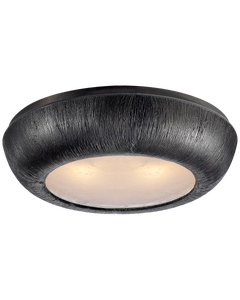 Utopia Medium Round Flush Mount in Aged Iron with Fractured Glass