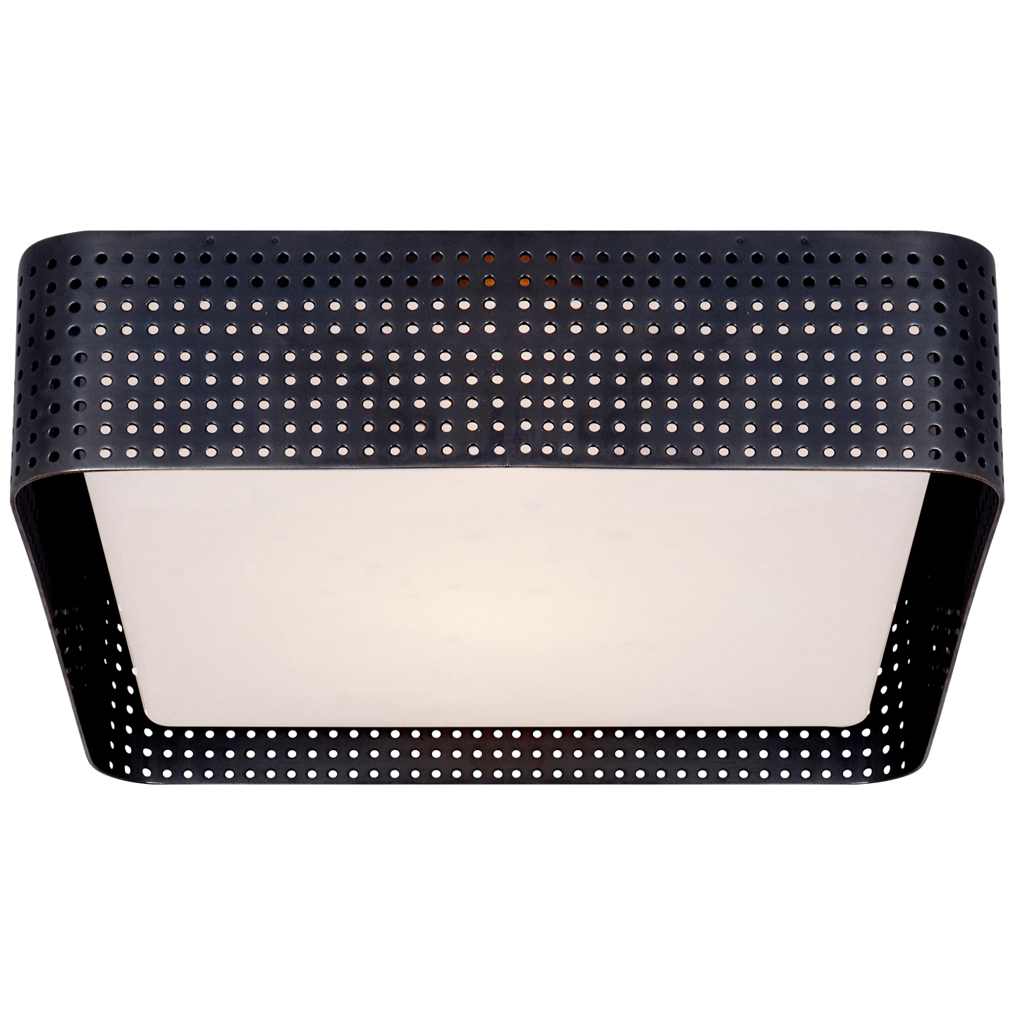 Precision Large Square Flush Mount in Bronze with Clouded Glass